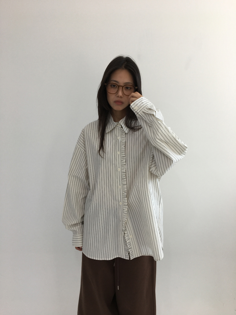 Ondes Frill Placket Shirt (2color)