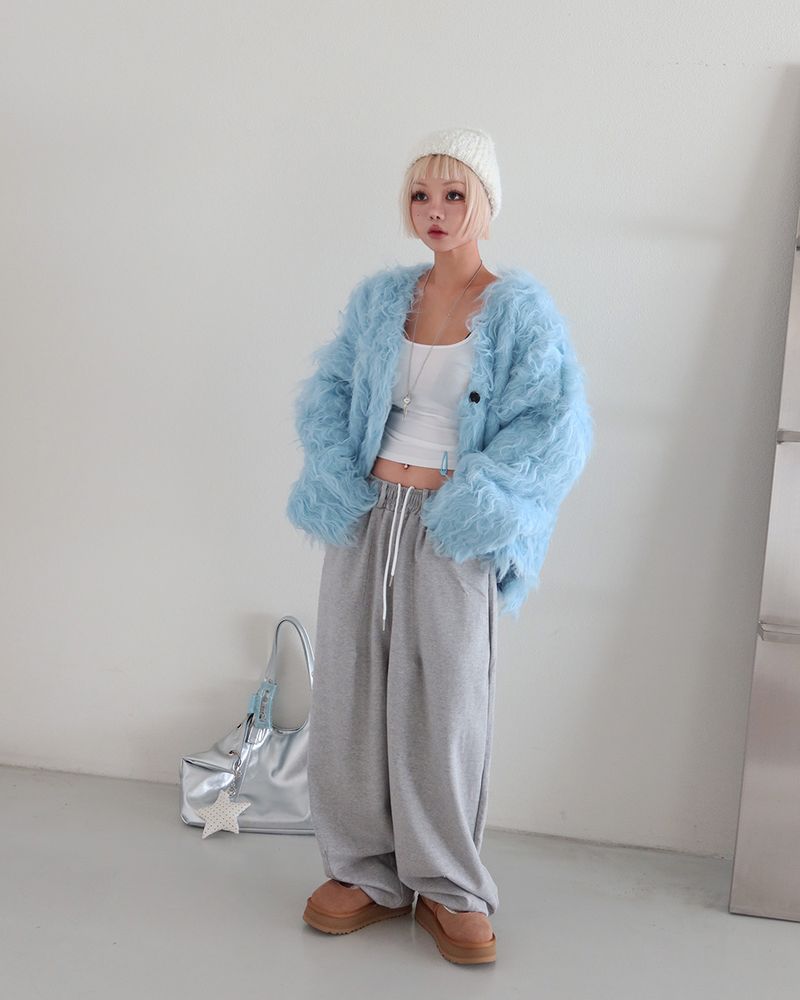 Poodle Sherpa Oversized Fur Cardigan