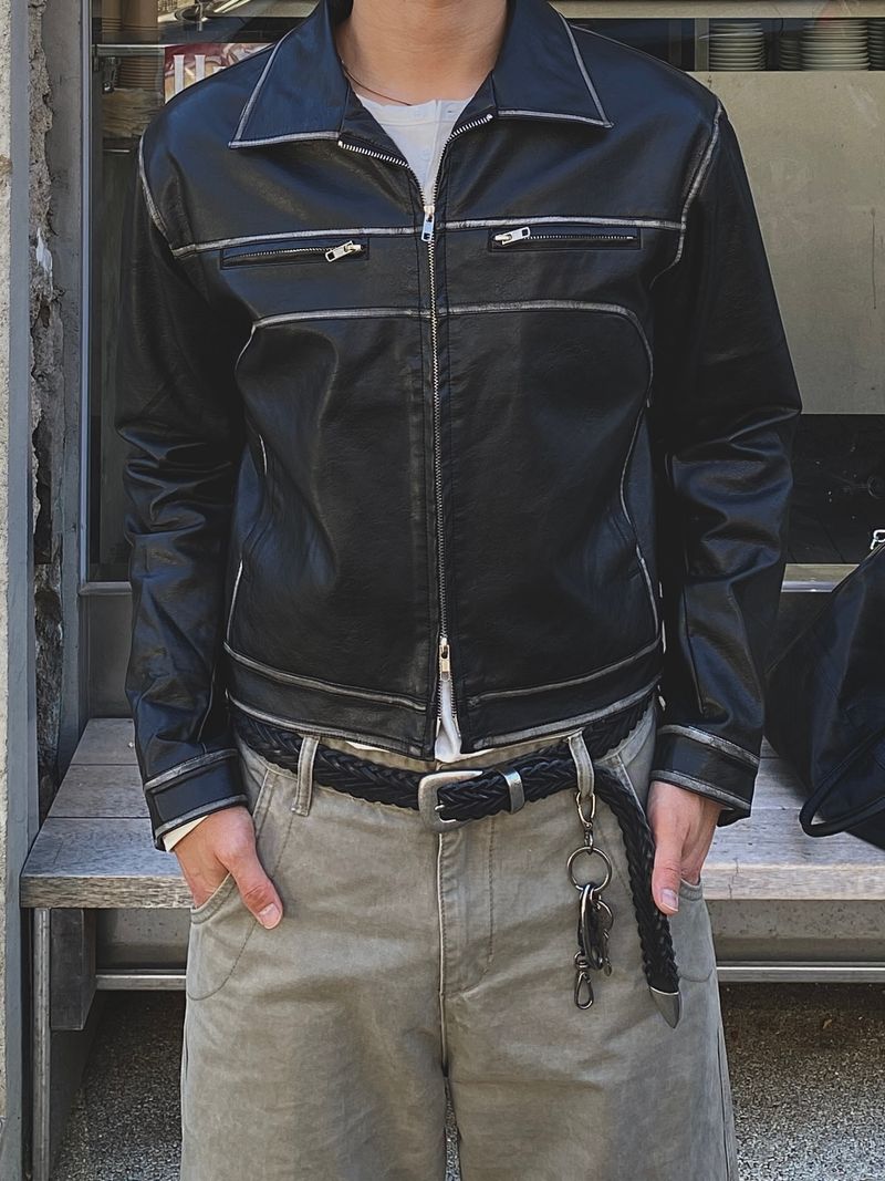 Selle Midnight Cropped Leather Jacket (Black)