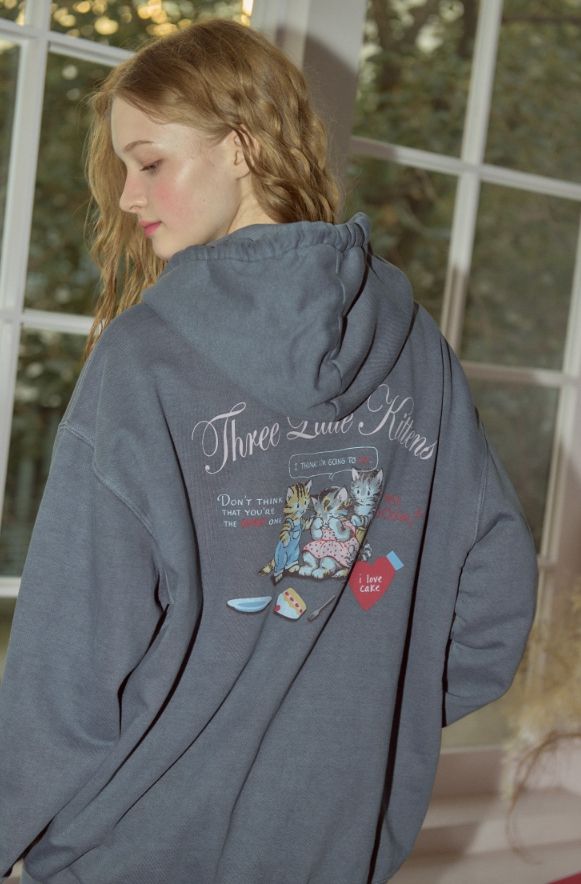 26FW★ [2-WAY] Crying Kitty Pigment Hood Zip-Up