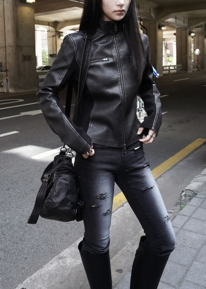 26FW★ ASHED CRACK LEATHER JACKET
