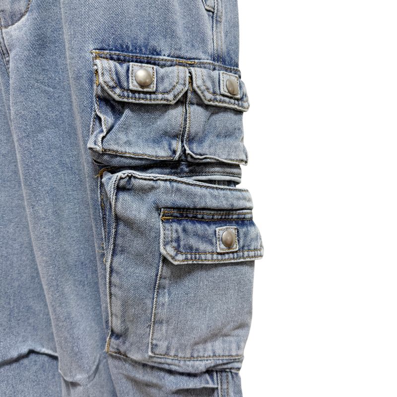 (2color) Multi Cargo Wide Denim Pants