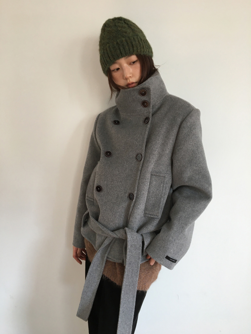 ハショ ファンネルネック ハーフ コート (2color)