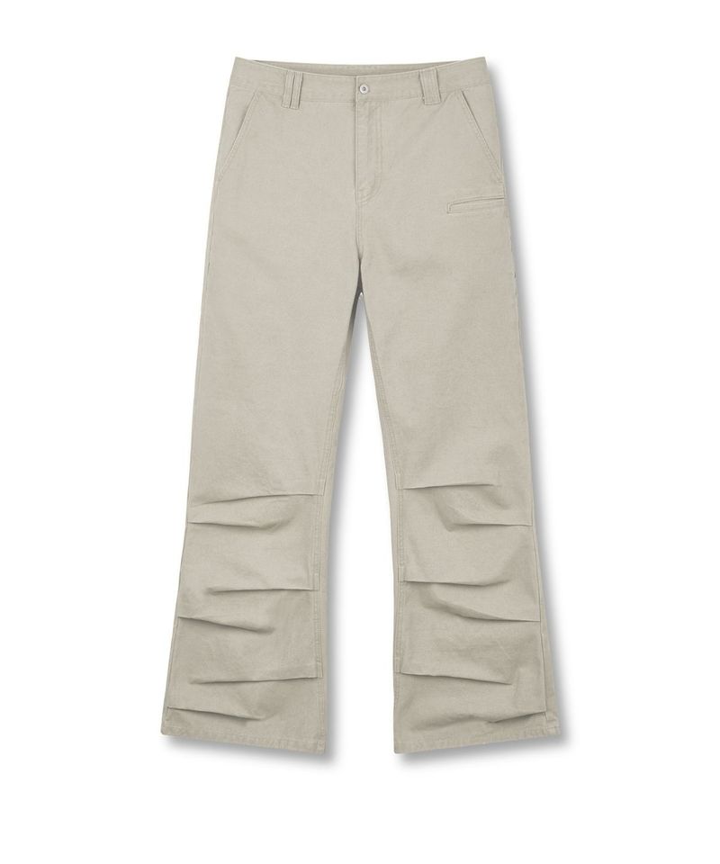 Washed Multi-Pocket Semi-Flare Pants - Light Gray