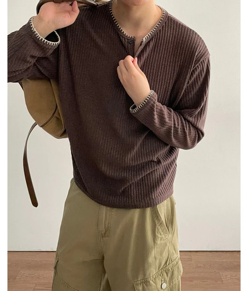 Stitched Henneck Cropped Knit
