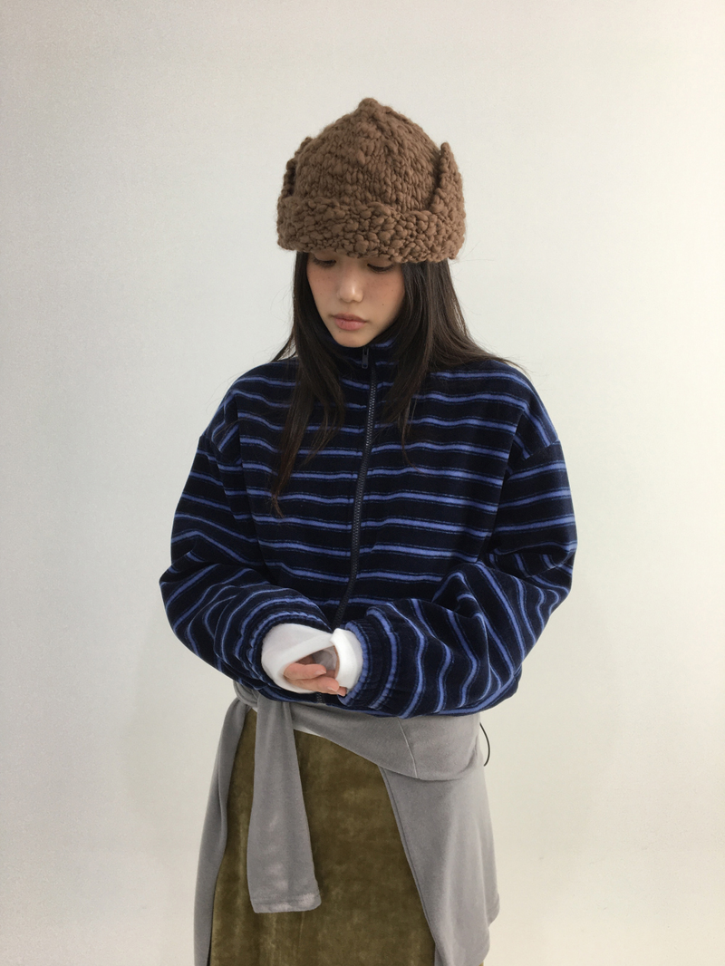 Hippo Stripe Fleece Zip-up (3color)