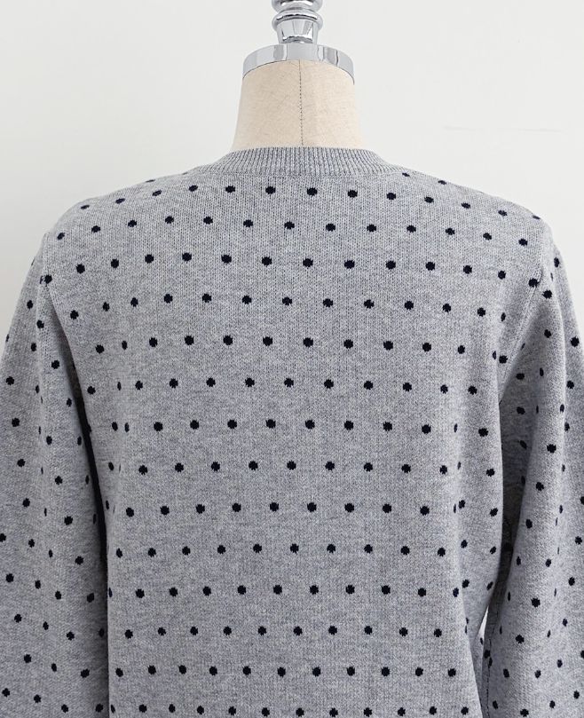 Moel Round Neck Dot Knit Cardigan