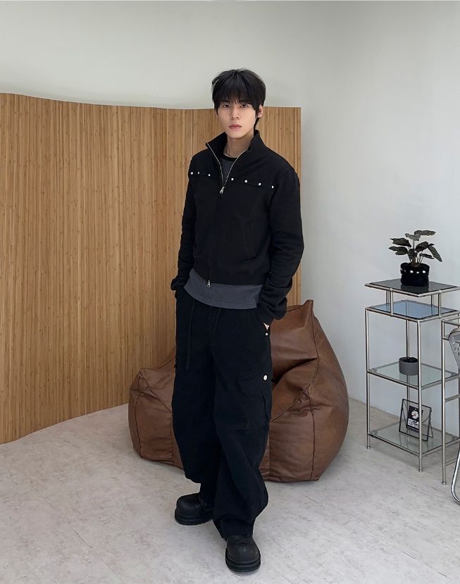 Loden Stud High Neck Zip-Up
