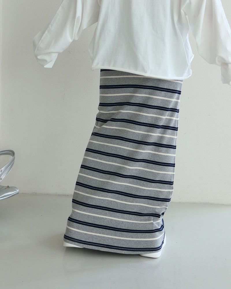 Color-Blocked Striped Maxi Long Skirt