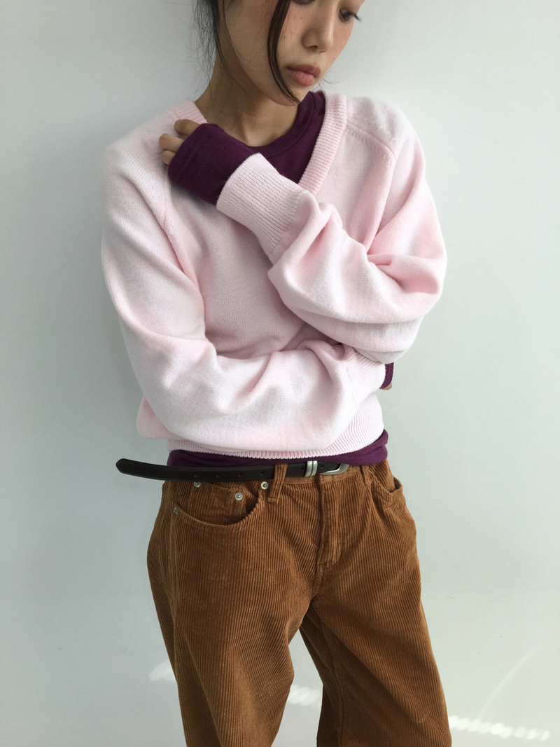 リービブVネッククロップドニット (4color)