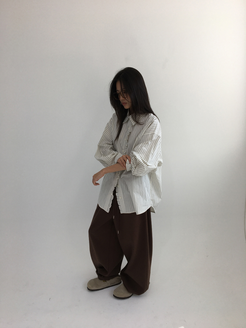 Ondes Frill Placket Shirt (2color)