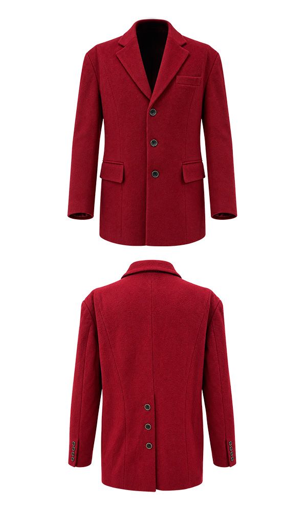 Back Button Single Jacket Burgundy