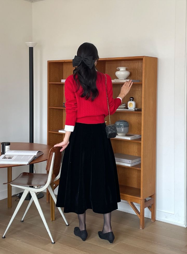 テネ ペンダント ケーブル ニット カーディガン