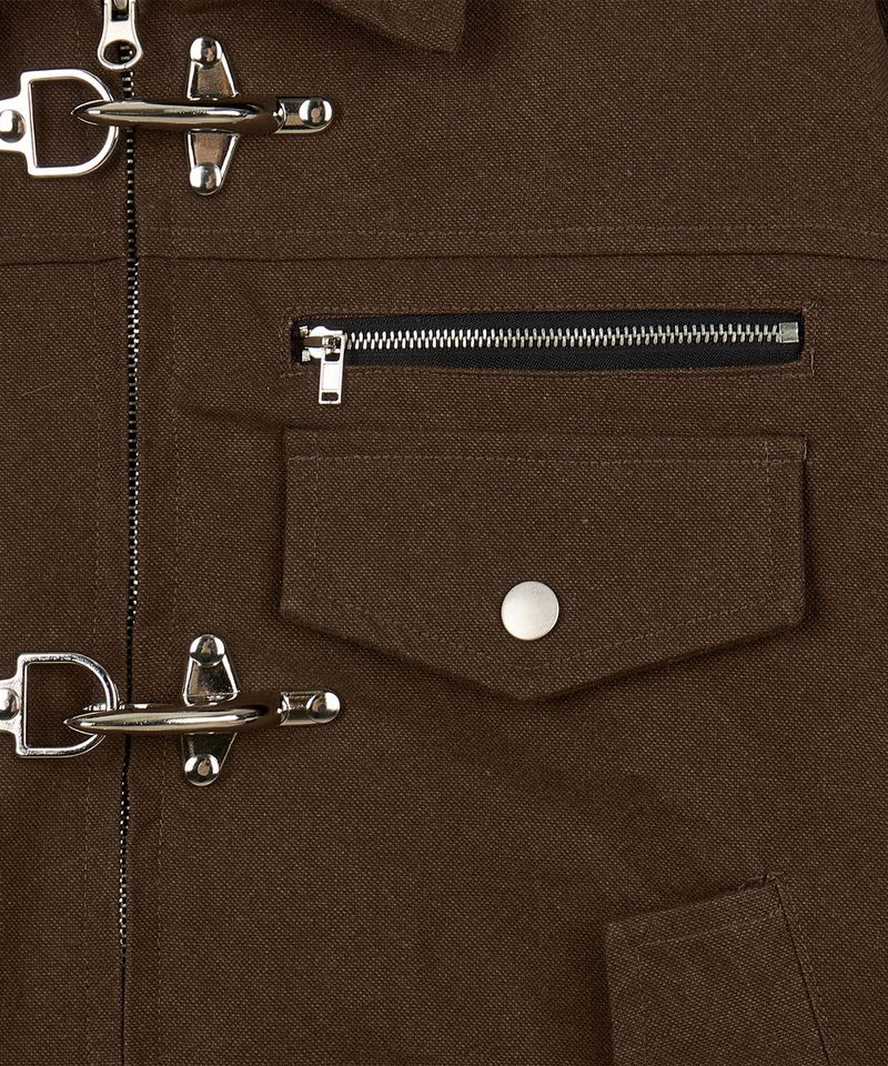 Fireman Buckle Crop Jacket - Brown