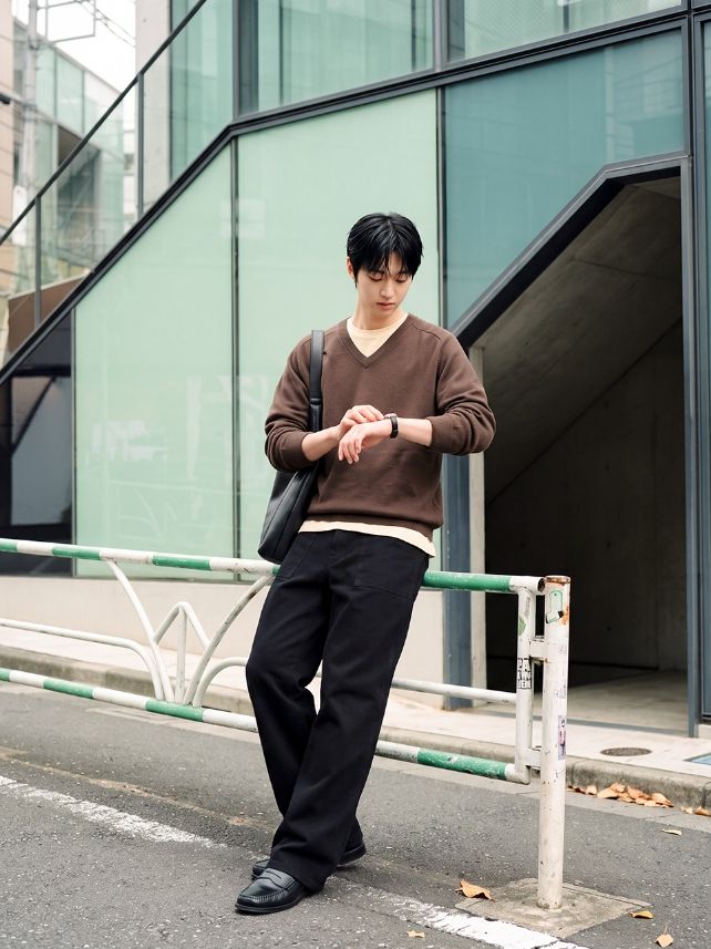 26FW★ Layer Cotton V-Neck Knit