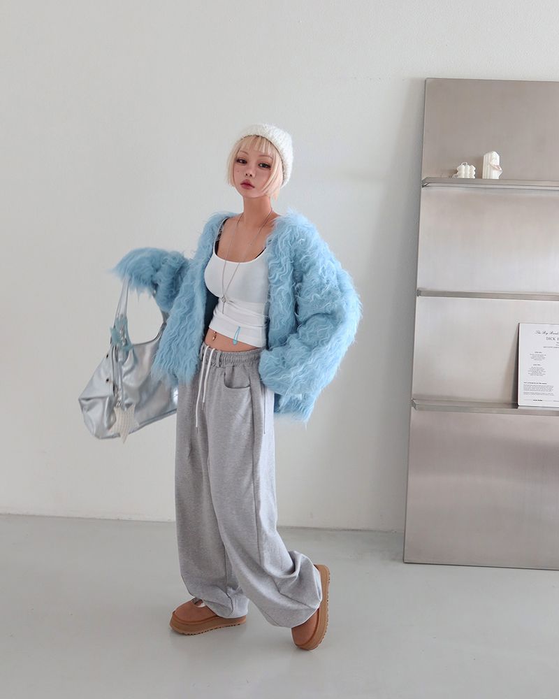 Poodle Sherpa Oversized Fur Cardigan