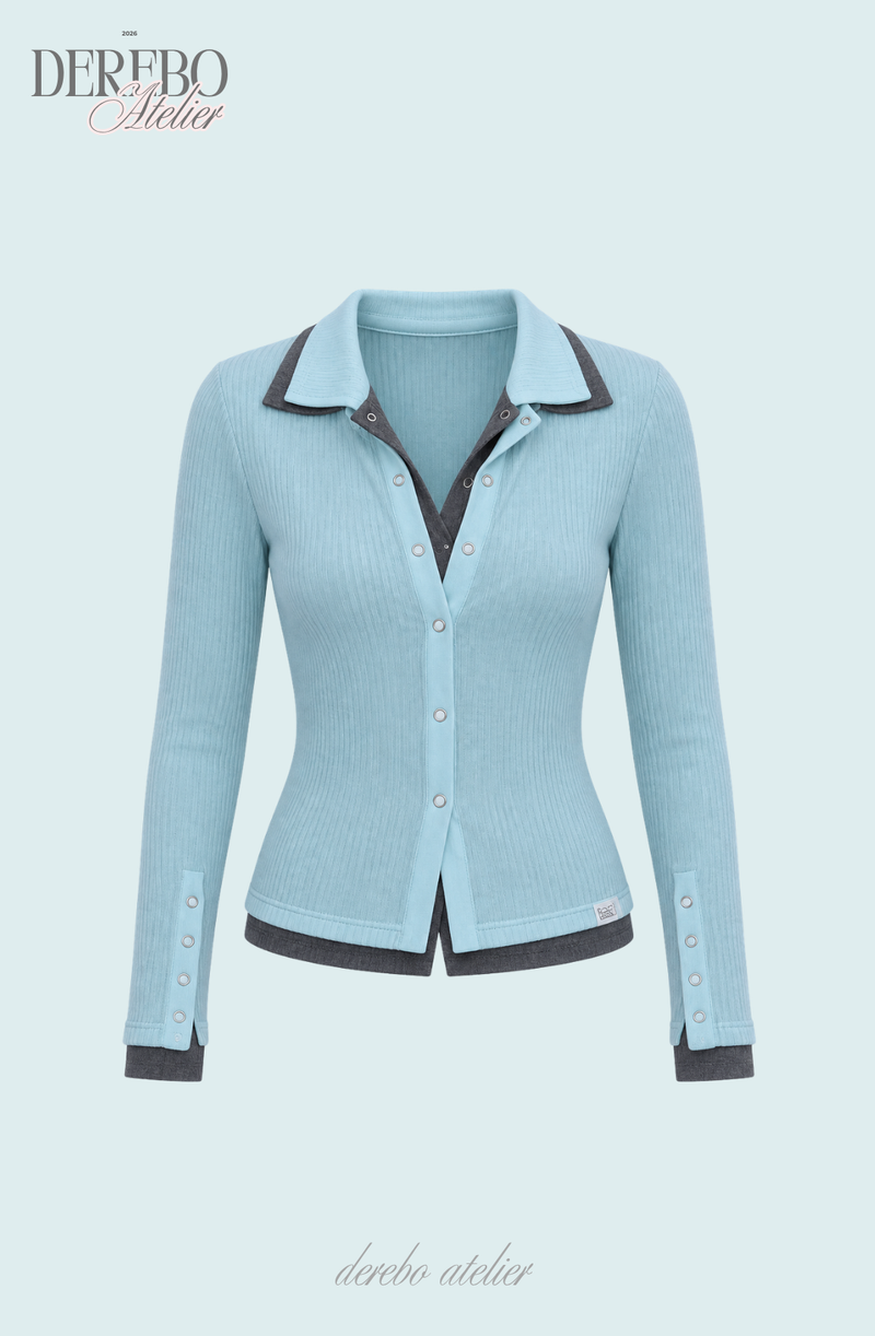 Blue Moon Collar Layered Long Sleeve Button Top
