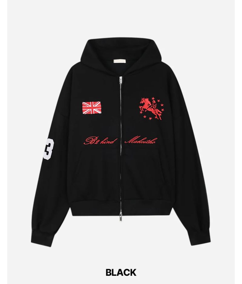 Spur Embroidery Hood Zip-up