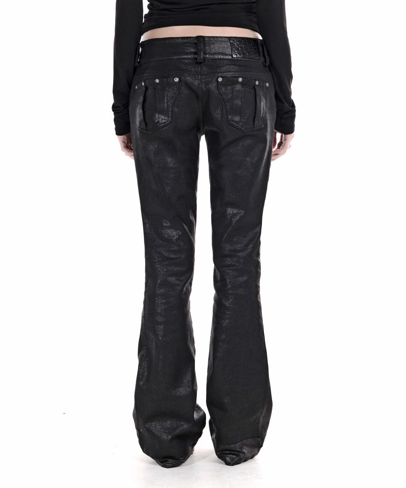 VAMP SLIM BOOTCUT DENIM PANTS GLITTER BLACK