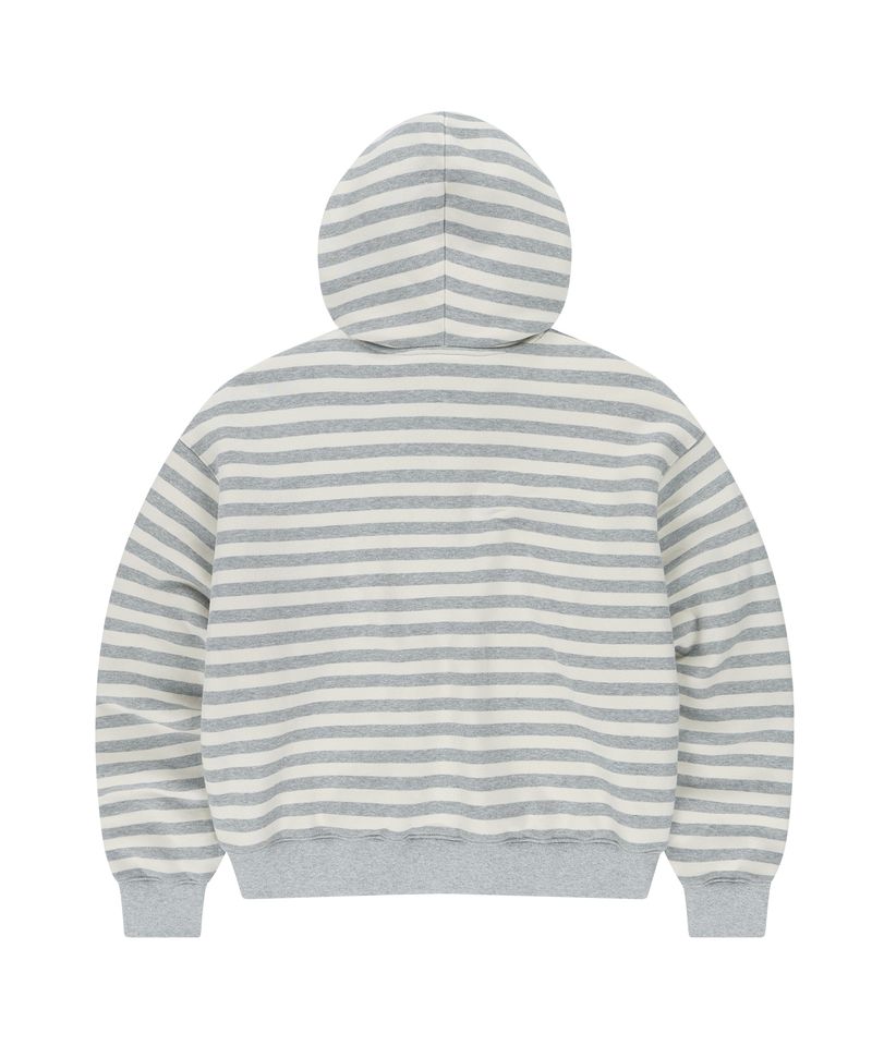 STRIPE FUR HOOD ZIP-UP_GREY