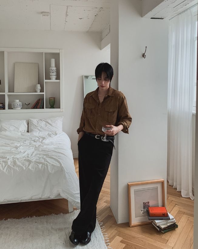 エデン ワンタック セミブーツカット スラックス