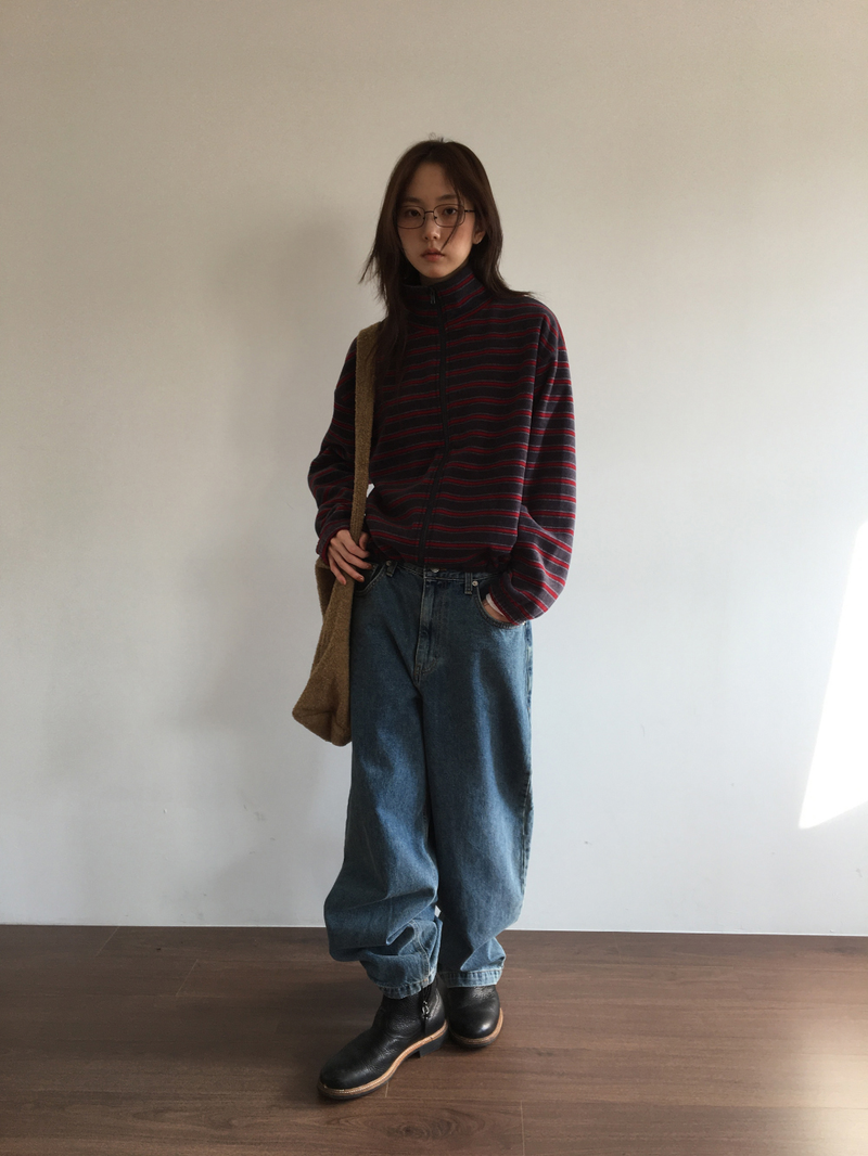 Hippo Stripe Fleece Zip-up (3color)