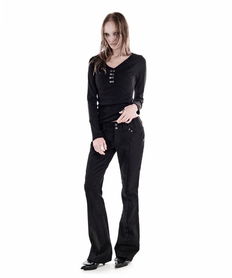 8-BUTTON HENLEY TOP BLACK