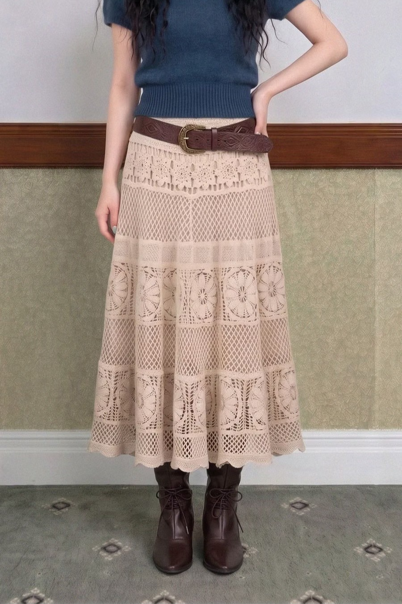 BOHEMIAN KNITWORK LONG SKIRT