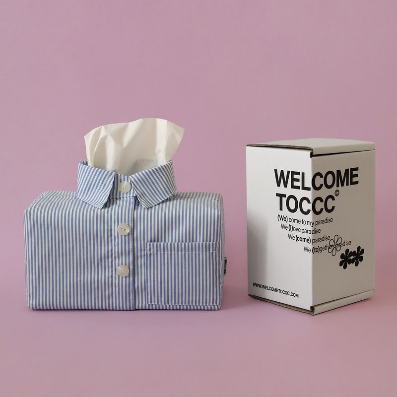welcometoccc（ウェルカムシーシーシー）の「ポケット シャツ ティッシュ ケース (Stripe) （インテリア）」