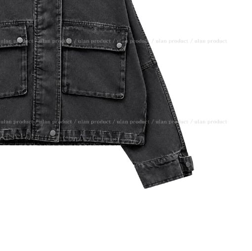 Maden Big Pocket Washed Cropped Denim Jacket