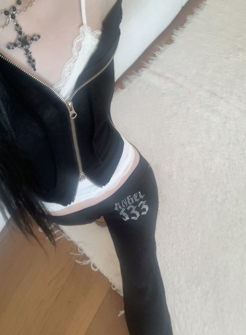 333 y2k cubic training bootcut pants (Black)