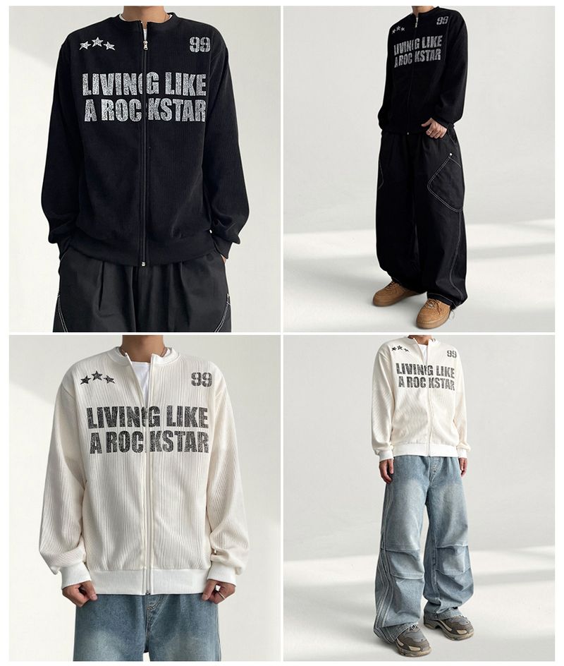 Rix Crack Lettering Knit Zip-up (3 colors)