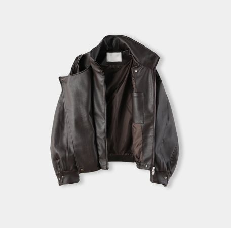 ザドン ハイネック オーバーフィット レザー ジャケット