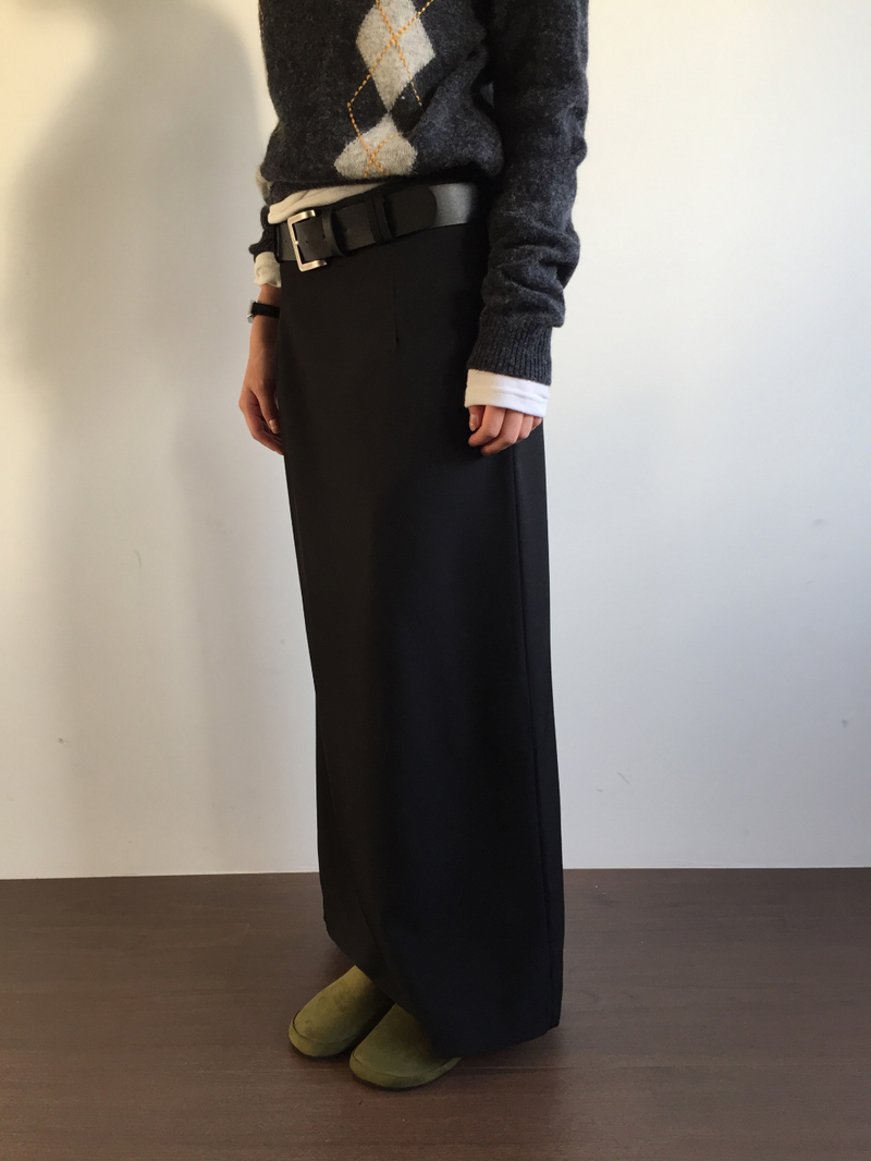 Dart maxi long skirt (2color)