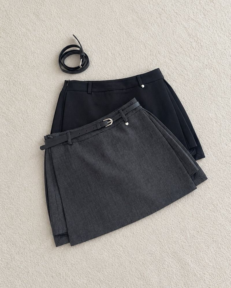 Jer skort with belt