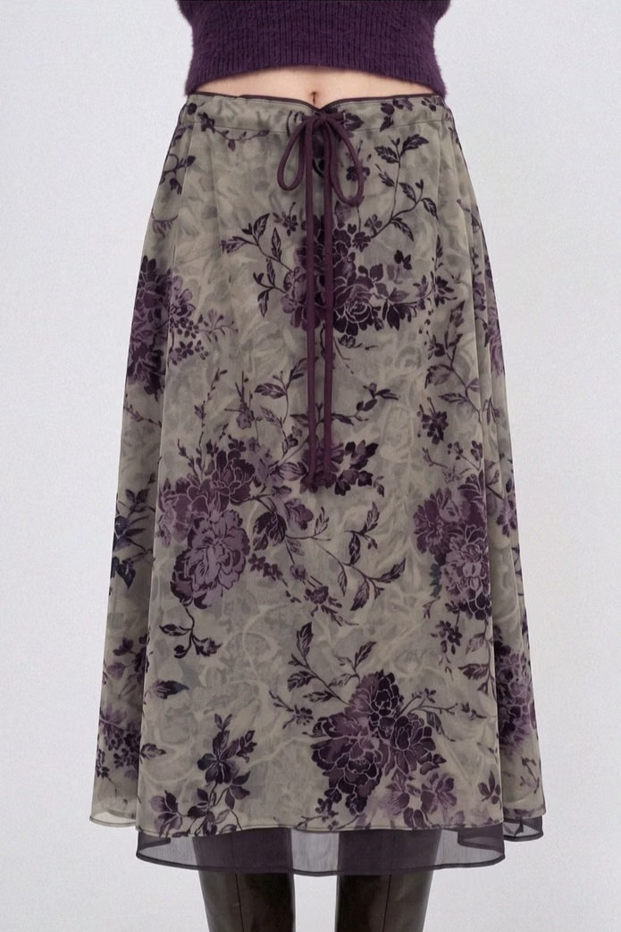 VINTAGE WILD-ROSE LAYERED SKIRT