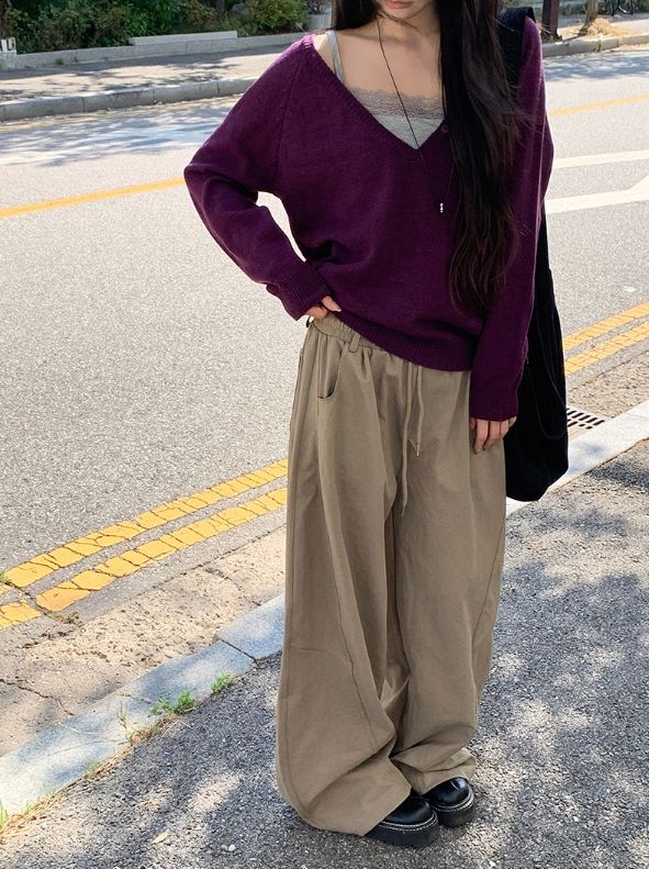 Pju Curved String Wide Banding Pants