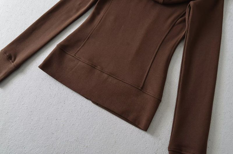 Fur-Trim Slim Hood Zip-Up