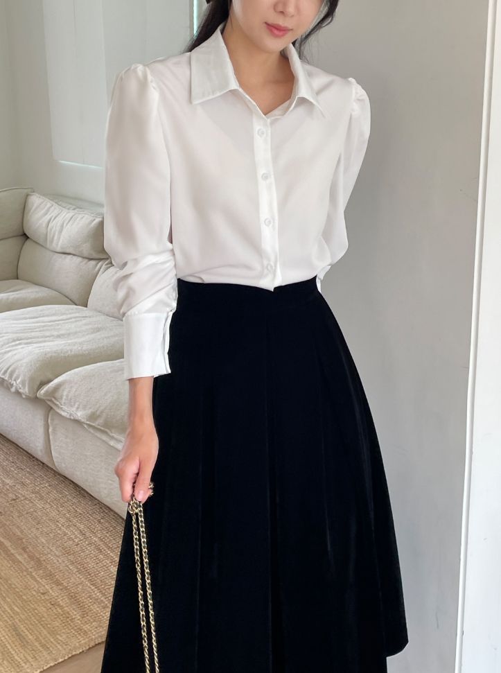 Bitten Balloon Sleeve Shirt Blouse