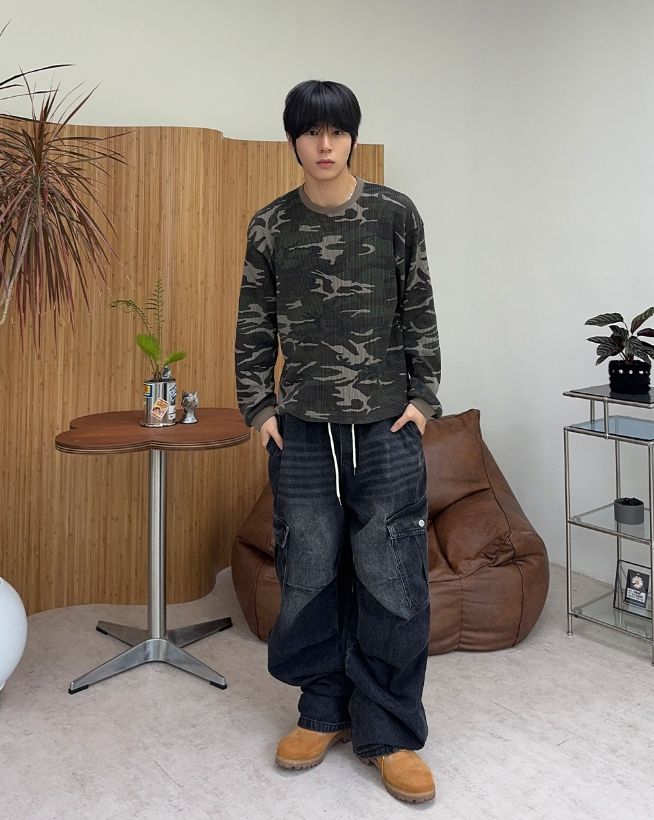 Demei Camo Waffle Long Sleeve