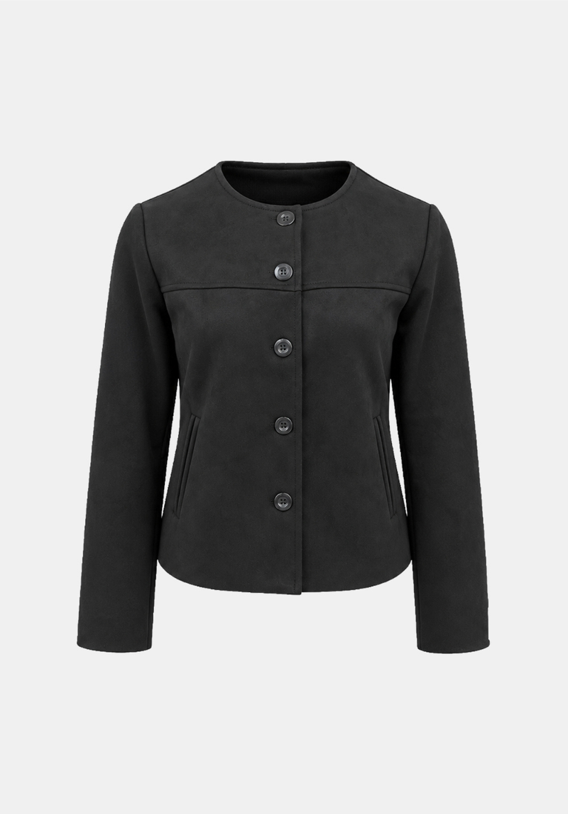 Round-Neck Suede Blouson Jacket