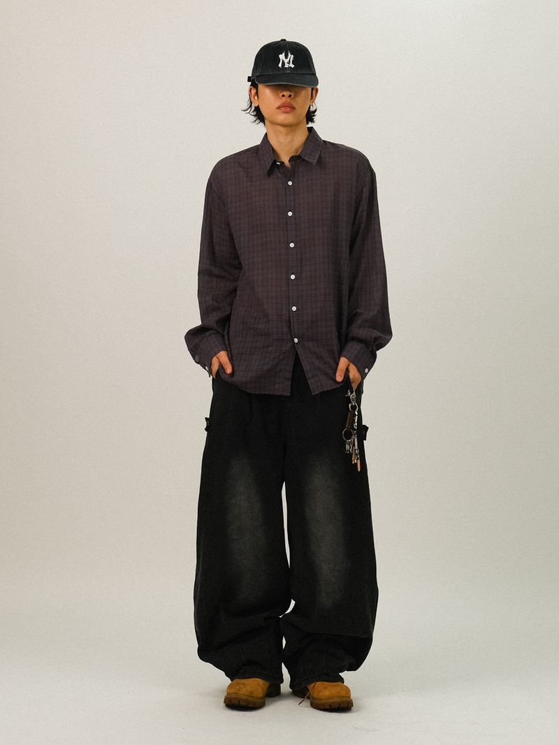 SH Snap Washed Wide-Fit Denim Pants