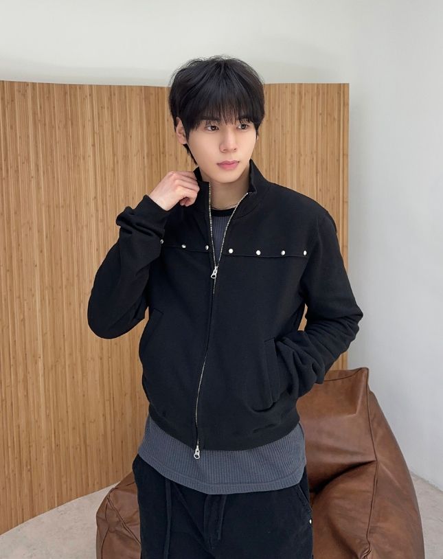 Loden Stud High Neck Zip-Up