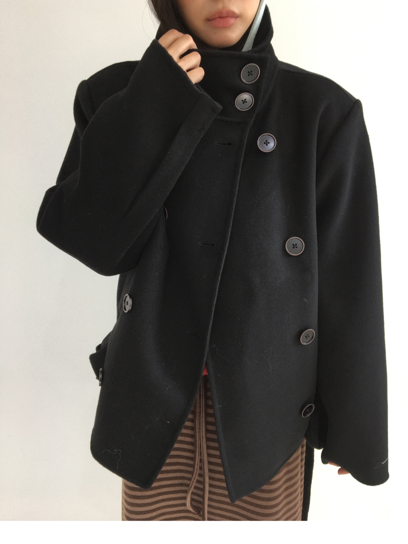 ハショ ファンネルネック ハーフ コート (2color)