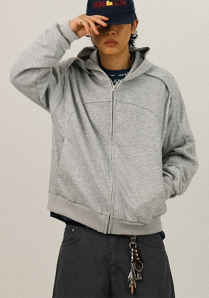 SEMIKAJI（セミカジ）の「HS クロップ パネル ジップアップ フーディー（トップス）」