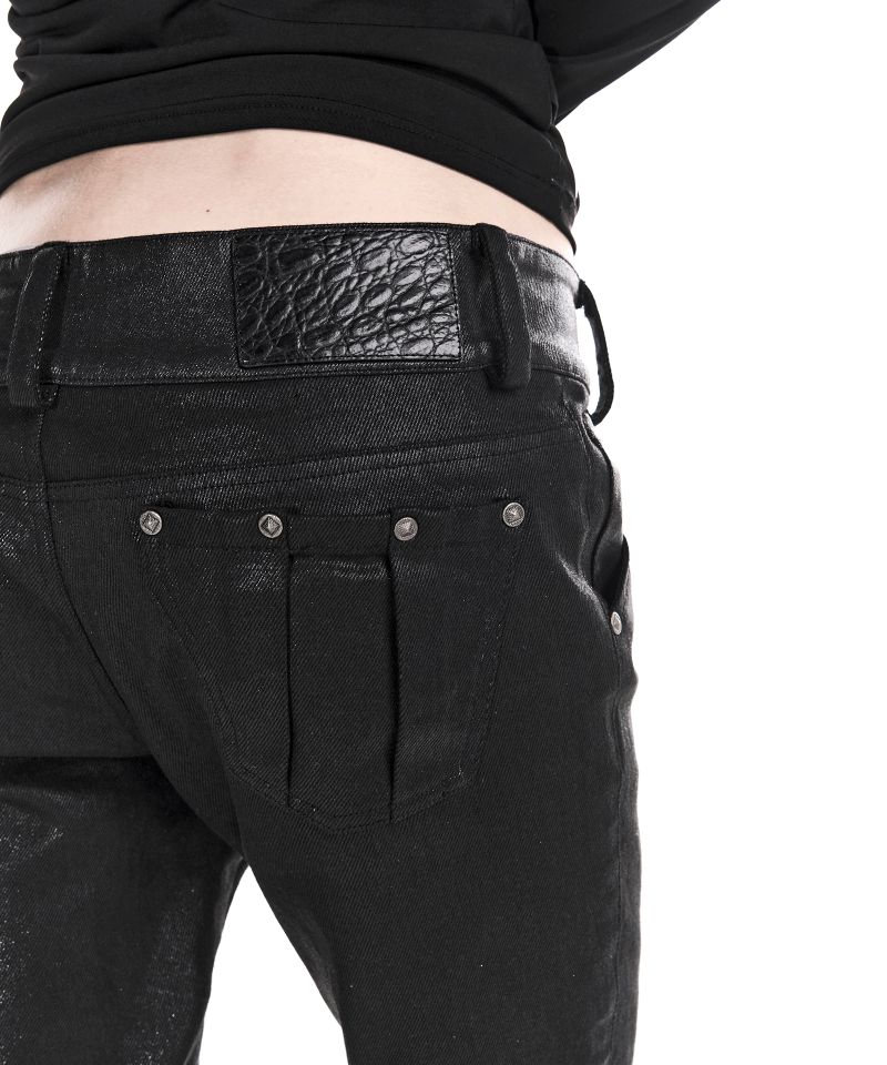VAMP SLIM BOOTCUT DENIM PANTS GLITTER BLACK