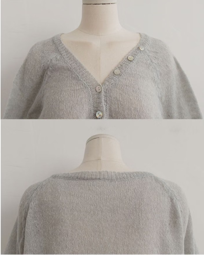 BUTTON-ACCENTED V-NECK KNIT (7COLORS!)
