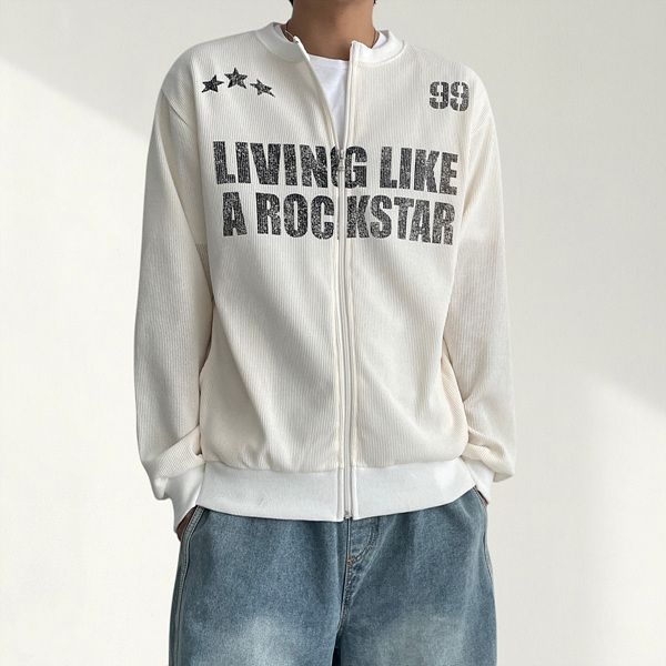 Rix Crack Lettering Knit Zip-up (3 colors)