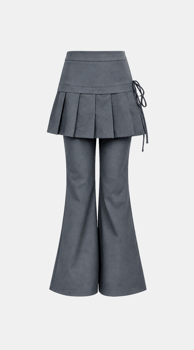 Side Lace-Up Pleated Skirt Pants