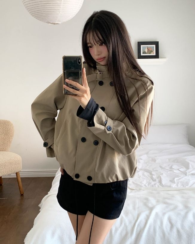 Monic High-Neck Buckle Trench Jacket